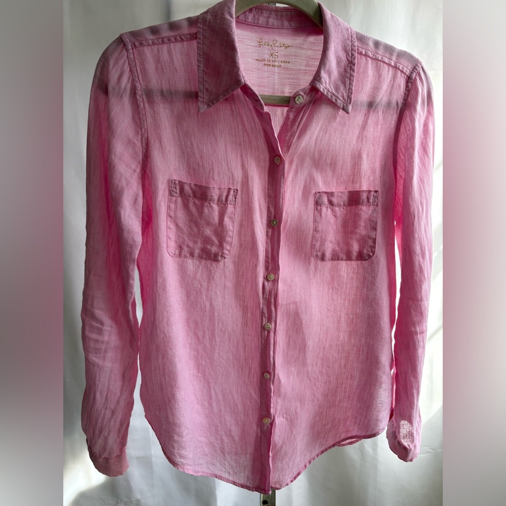 Lilly Pulitzer Linen Pink Button-Up Shirt